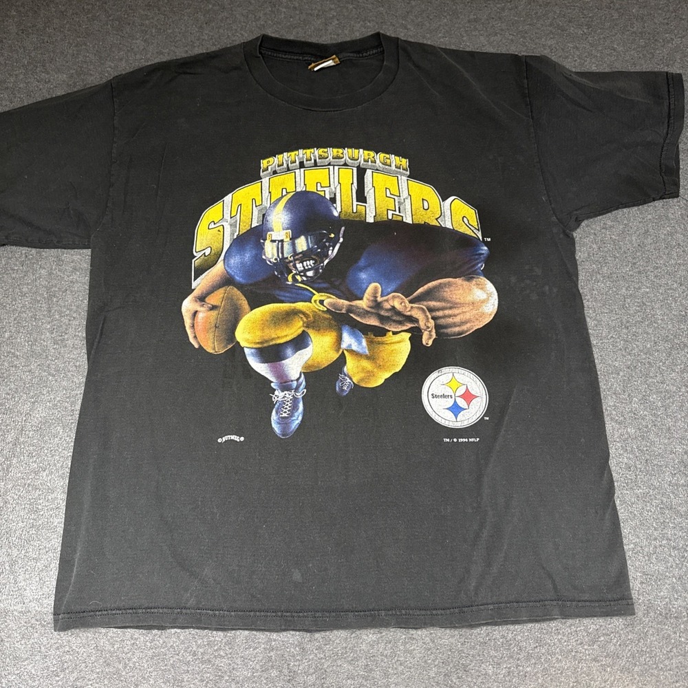 Vintage 1994  Pittsburgh Steelers Football Explosion T-Shirt‎ XL RARE MENS BLACK